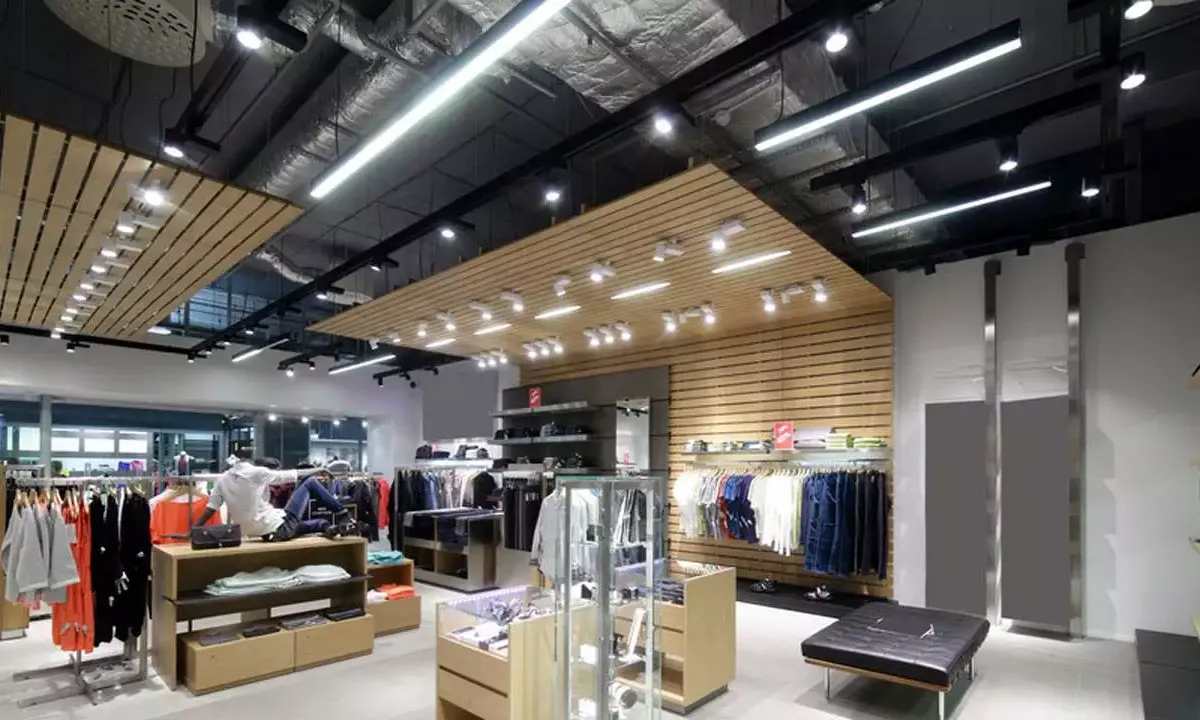 Retail shop interior with new commercial lighting installed by Leeds electricians